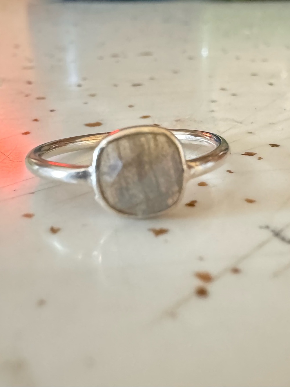 Sterling Silver Labradorite Rounded Bezel Ring Novica Size 5